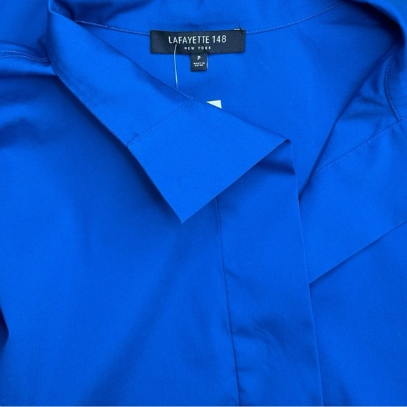 LAFAYETTE 148 NEW YORK Blue Split Neck Top Size S - Picture 5 of 8